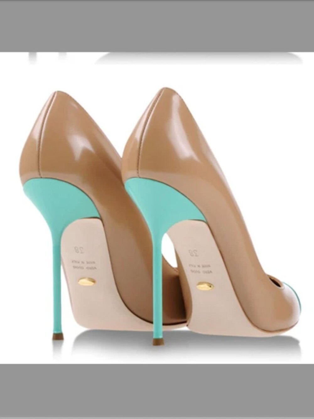 New Sergio Rossi Tan and Turquoise Toecap Pumps SZ 36.5 - Picture 7 of 7